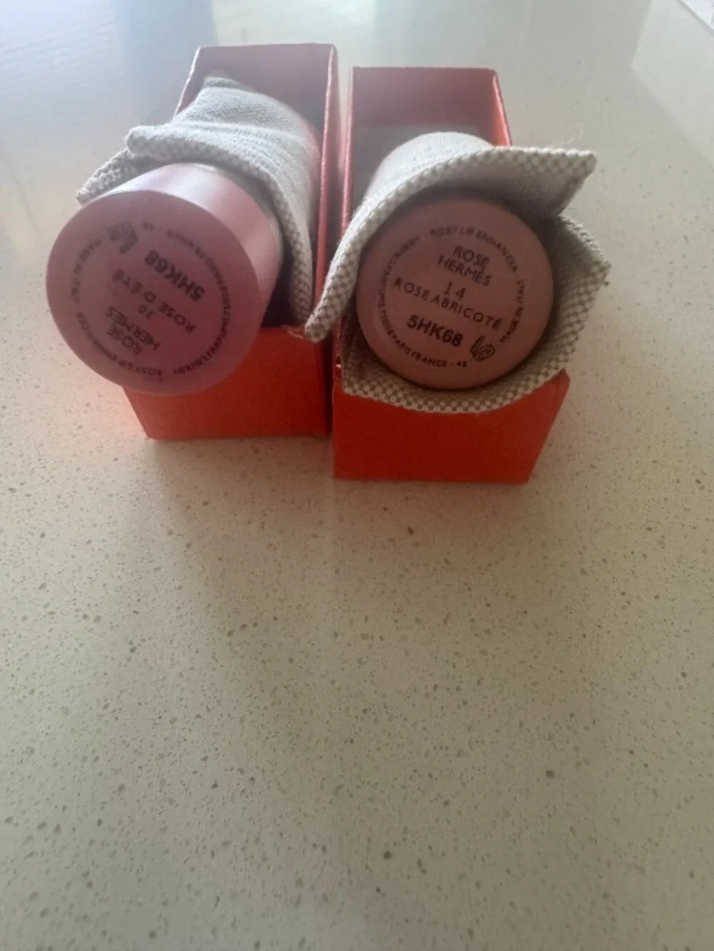 TWO Hermès Rose 30 (D'ete) and 14 (Abricote) Refillable Rosy Lip Enhancers